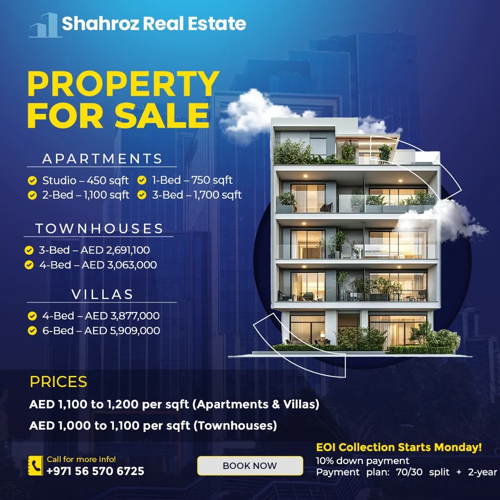 A property price list post for apartments, townhouses and villas