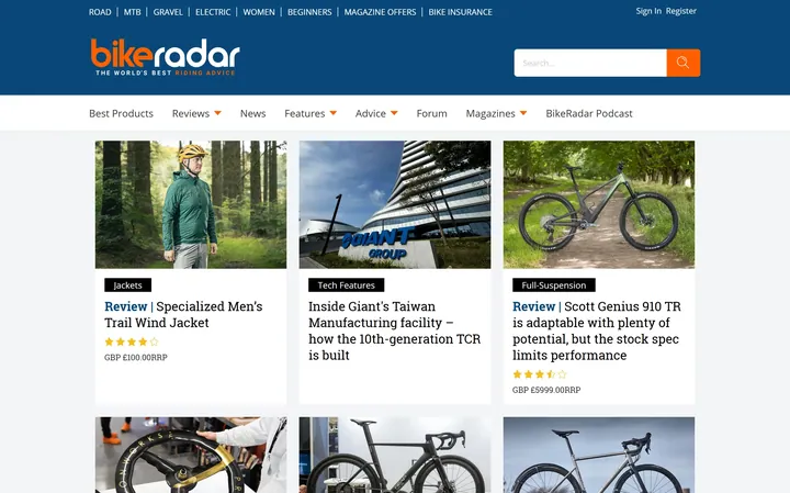 The Bike Radar site, built by the agency