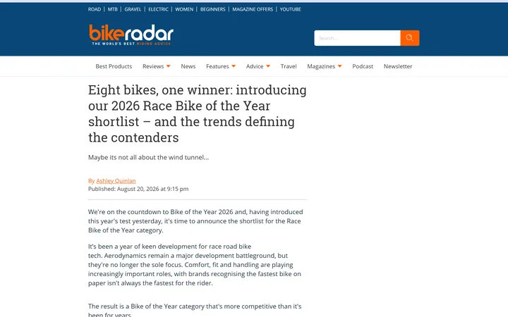 A Bike Radar feature introducing the 2026 Race Bike of the Year shortlist